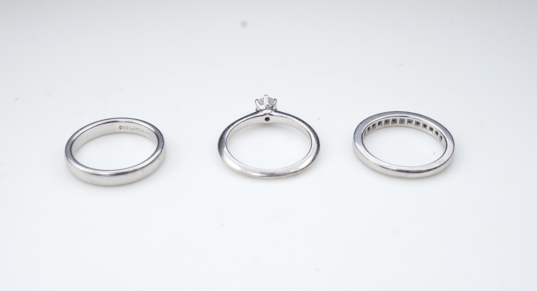 Tiffany & Co., a diamond engagement, eternity and wedding ring set